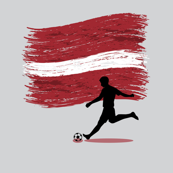 Действие футболиста на фоне флага Латвийской Республики
 - Вектор,изображение