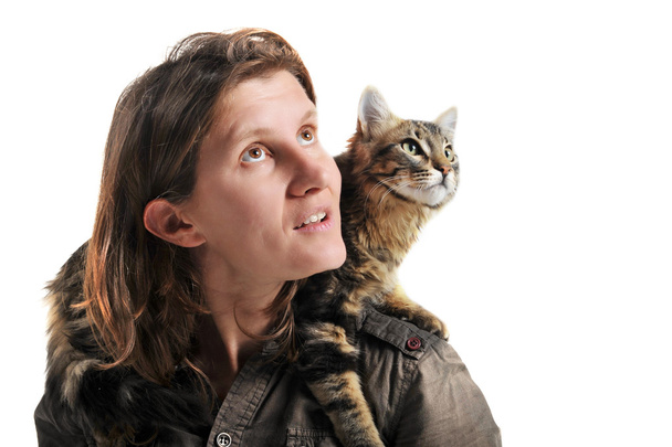 Norveç kedi ve kadın - Fotoğraf, Görsel