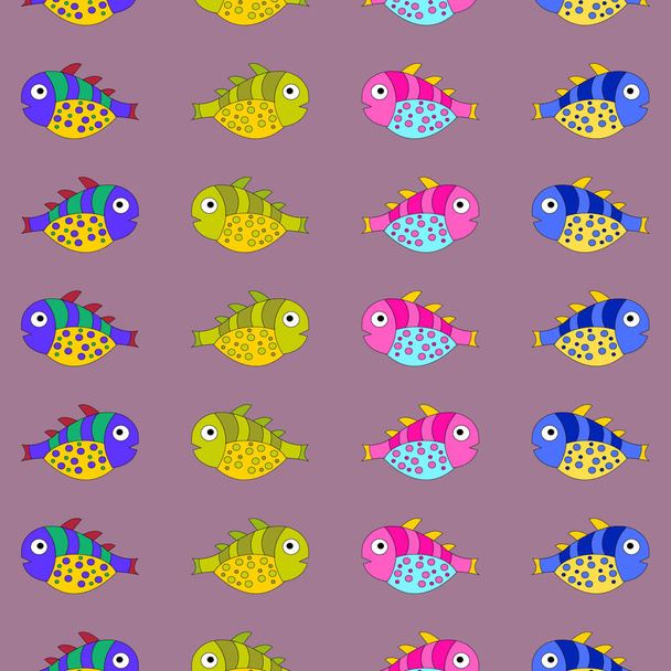 Modèle de poissons sur un fond coloré. Animaux mignons - Photo, image