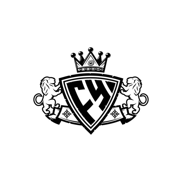 FY Monogram logo kirjain Yksinkertainen kilpi kruunu tyyli suunnittelu. Ylellinen monogrammi, leijonan luksuslogo, - Vektori, kuva
