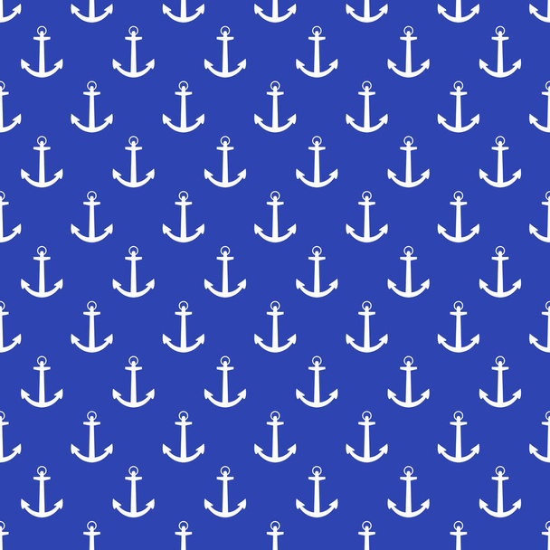Blue see anchor seamless pattern. Flat vector illustration - Vektor, obrázek