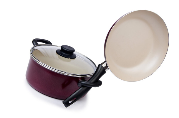 Kitchen utensils pan pot isolated on white - Photo, Image