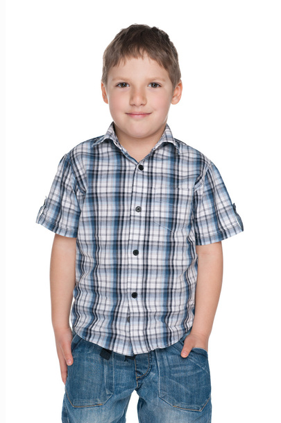 Portréja egy mosolygó fiatal fiú - Fotó, kép