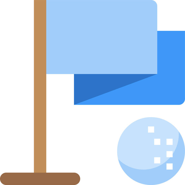 bandera meta golf icono en estilo plano - Vector, Imagen