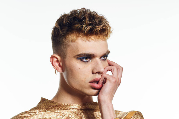 male transgender female makeup fashion posing studio - Valokuva, kuva
