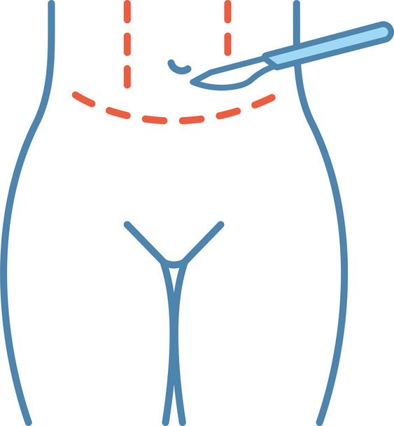 Abdominoplastia abdominal icono de elevación en estilo de contorno lleno - Vector, Imagen