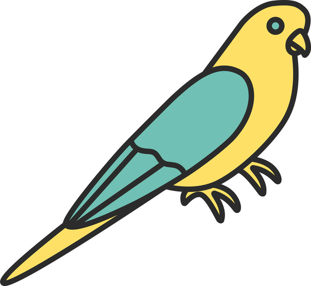 ptak zwierząt ikona budgerigar w stylu wypełnione zarys - Wektor, obraz