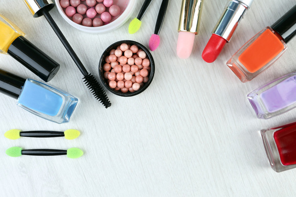 Cosmetics and makeup brushes - Foto, imagen