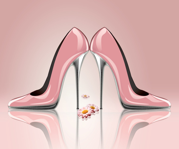 High heel shoes with flowers - Fotó, kép