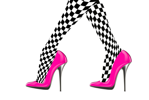 ピンクのハイヒールの靴と女性の足 - 写真・画像