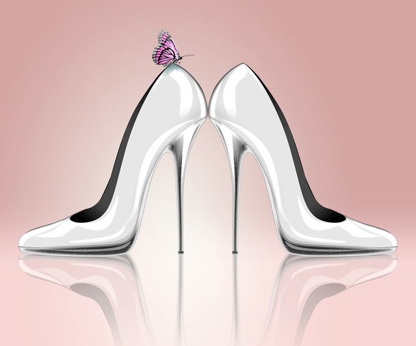 High heel shoes with butterfly - 写真・画像