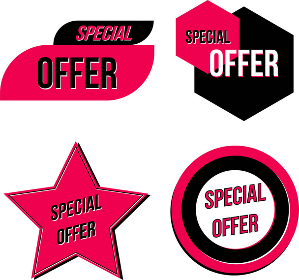 Badges Special offer. Labels for sale, online-marketing. Sale stickers with discount and special offers. - Vektör, Görsel