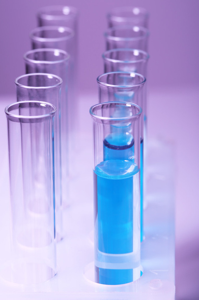 Test-tubes with blue liquid - Φωτογραφία, εικόνα