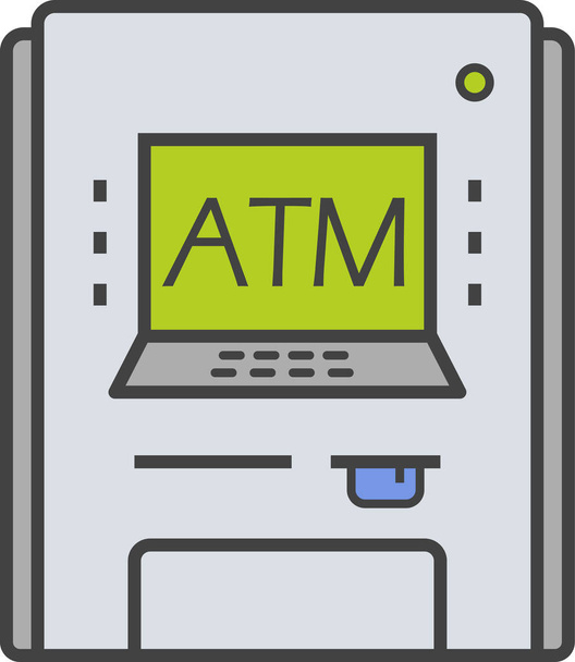 atm automatic bank icon in filled-outline style - Vektor, kép
