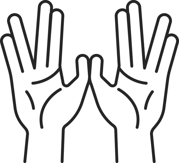 holy hands gesture icon in outline style - Vector, Image