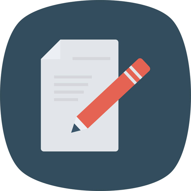 document edit pen icon in badge style - Vector, Image