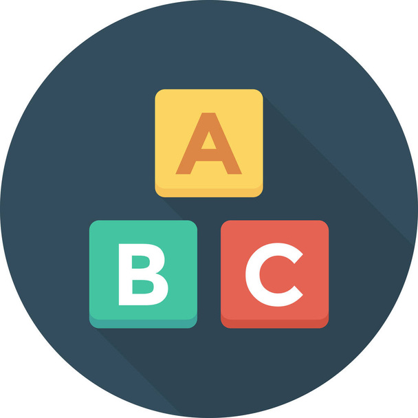 abc abc blocks alphabet icon in long-shadow style - Vettoriali, immagini