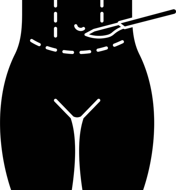 Abdominoplastia abdominal icono de elevación en estilo sólido - Vector, Imagen