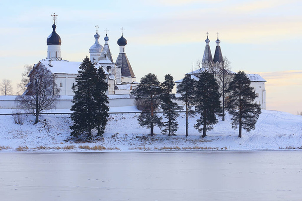 landscape monastery winter Vologda Ferapontovo Kirillov, Russian North - Foto, imagen