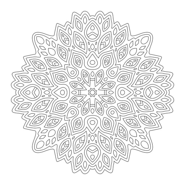 Beautiful monochrome linear vector illustration for adult coloring book page with abstract single pattern isolated on the white background - Vettoriali, immagini