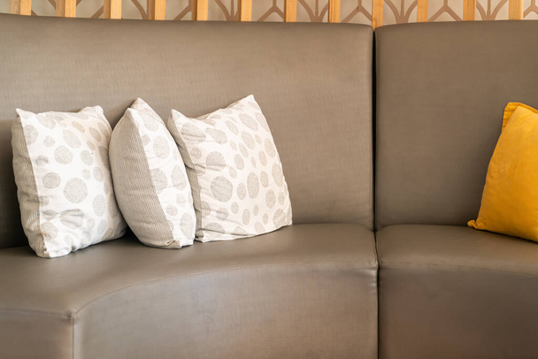 beautiful comfortable pillows decoration on sofa - Valokuva, kuva
