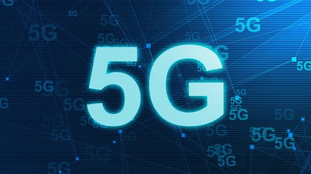 5G Network Internet Mobile icon technology blue background. Abstract digital machine learning with digital future design concept.  - Valokuva, kuva