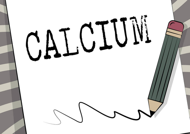 Kézírás jel kalcium. Fogalmi fotó ötödik legbőségesebb eleme az emberi test Silverwhite fém ceruza Rajz tetején lap papír Scribble Rajzoló vonal. - Fotó, kép