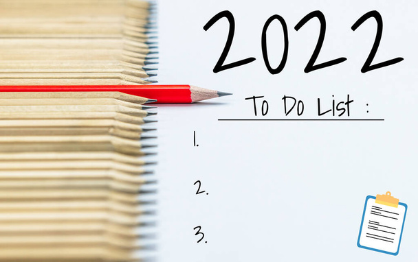 2022 Lista de objetivos y establecimiento de planes de feliz año nuevo - Foto, imagen