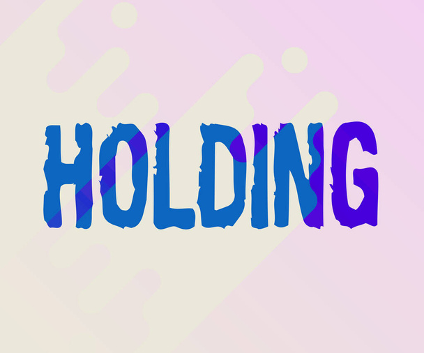 Αντιληπτικός τίτλος Holding. Business βιτρίνα μετοχών ακινήτων και άλλων χρηματοοικονομικών περιουσιακών στοιχείων σε κάποιον s είναι κατοχή Γραμμή Εικονογραφημένα Backgrounds με διάφορες μορφές και χρώματα. - Φωτογραφία, εικόνα