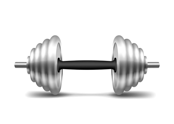 Peso realista para ejercicio de press de banca en el gimnasio. Equipo de pesas de fitness para musculación - Vector, Imagen