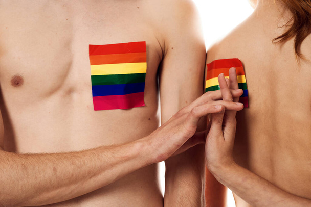 couple Flag lgbt transgender sexual minorities light background - Photo, Image