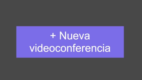 スペイン語。カーソルスライドを終了し、仕事のための新しいビデオ会議ビジネスビデオ会議をクリックします。マウスカーソルのスライドをクリックすると、インターネット上で仮想会議のオンライン収集を開始. - 映像、動画
