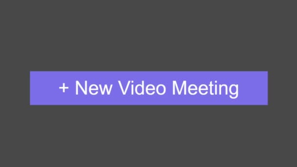 Cursor Slides Over und Clicks New Video Meeting Business Video Conference For Job Work. Mauszeiger gleitet über Klicken Virtuelles Konferenztreffen online im Internet starten. - Filmmaterial, Video