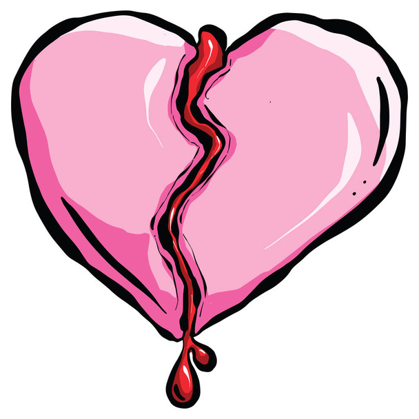 Corazón de cartón zombi no muerto rosa para el día de San Valentín o la ilustración de Halloween - Vector, imagen