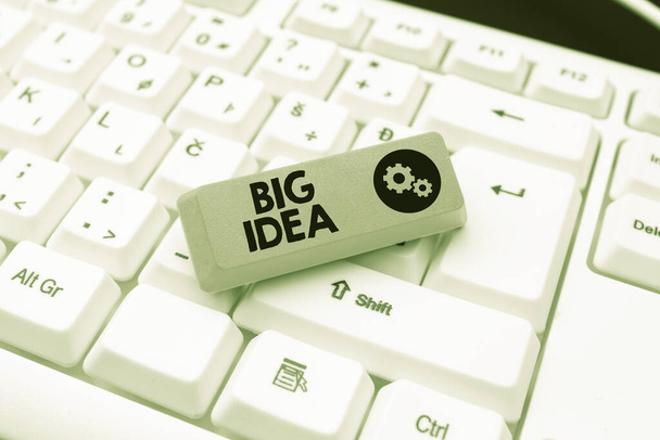 Inspiration showing sign Big Idea. Business approach Having great creative innovation solution or way of thinking Downloading Online Files And Data, Uploading Programming Codes - Photo, Image