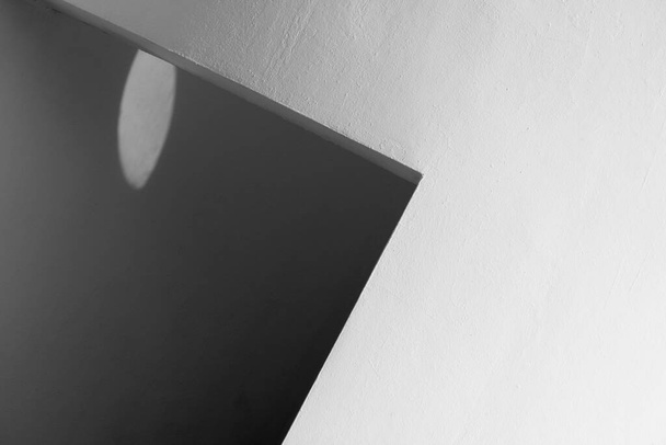 grey white curve cement architecture with black shadow triangle corner background - Φωτογραφία, εικόνα