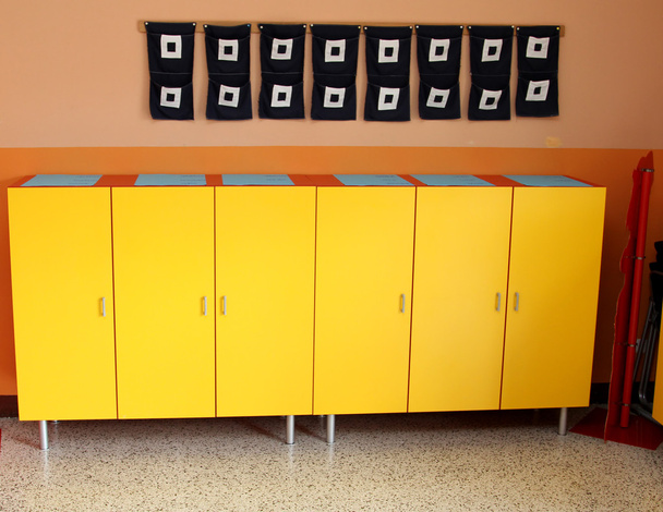 children's lockers in the locker room of the nursery - Photo, Image