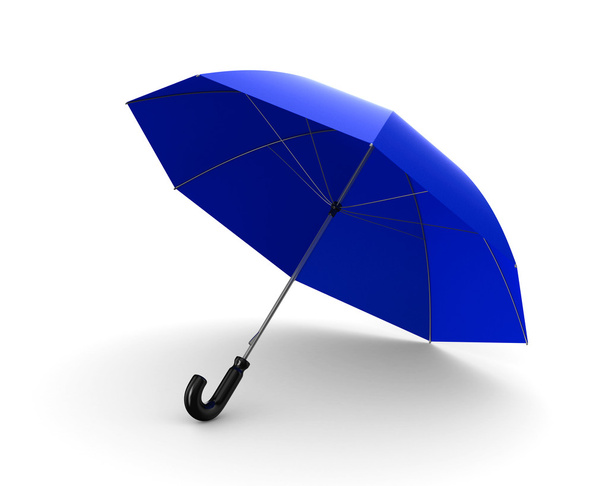 Blue umbrella on white background. Isolated 3D image - Photo, image