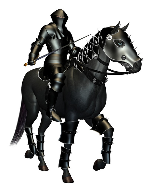 馬に乗って黒騎士 - 写真・画像