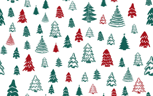 Conjunto de árboles de Navidad, ilustraciones dibujadas a mano. - Vector, Imagen