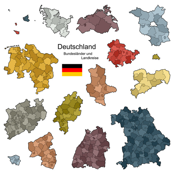 Provinces and districts of Germany - Vector, Image
