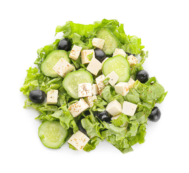 Friss a görög saláta fehér háttér - Fotó, kép