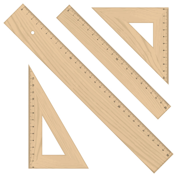 Set - Lineale dreieckig aus Holz - Vektor, Bild