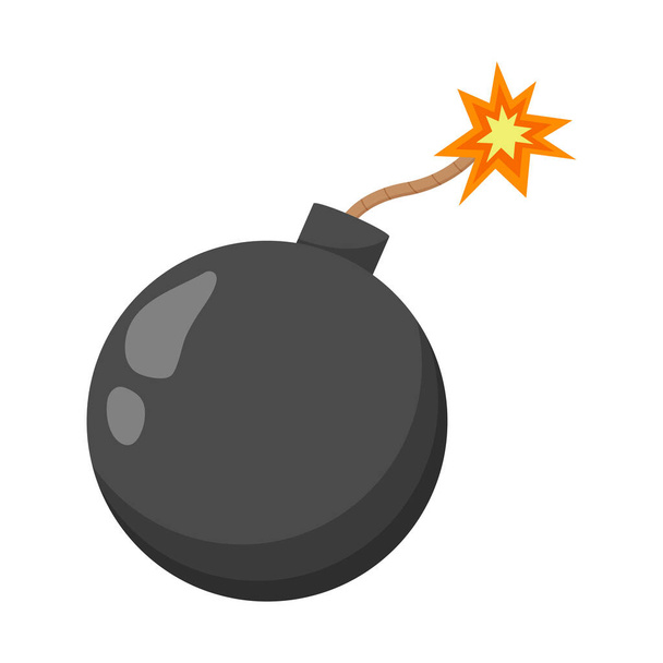 Fekete bomba elkülönítve fehér háttérrel. Lapos vektor Illusztráció - Vektor, kép