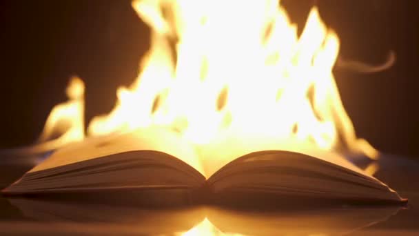 An open book against the backdrop of fire - Footage, Video