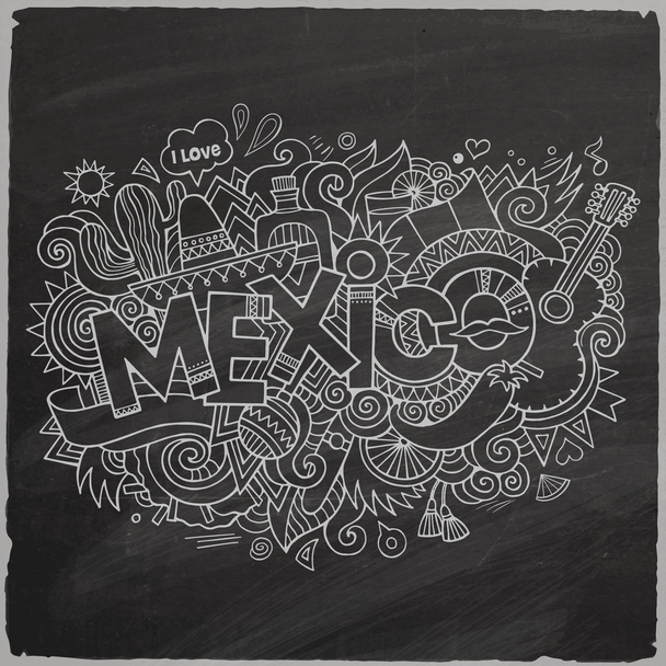 México doodles elementos quadro fundo
 - Vetor, Imagem