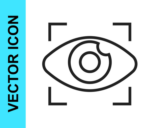 Černá čára Big Brother elektronické oko ikona izolované na bílém pozadí. Technologie globálního dohledu, počítačové systémy a bezpečnost sítí. Vektor - Vektor, obrázek