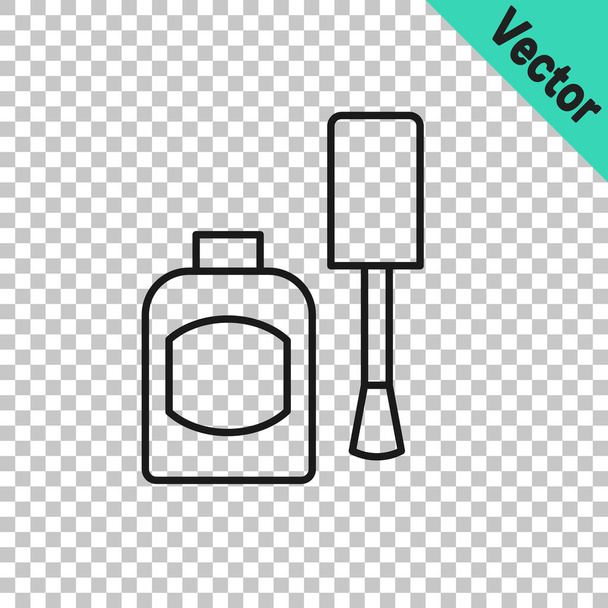Schwarze Linie Flasche Nagellack-Symbol isoliert auf transparentem Hintergrund. Vektor - Vektor, Bild