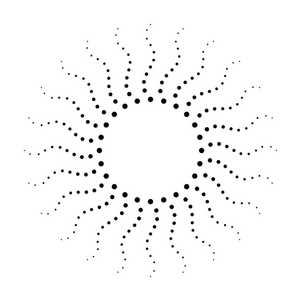 Διακεκομμένο φόντο. Μεσοτονικό μοτίβο. Τα σημεία κυκλοφορήθηκαν κυκλικά. Οι κυκλικά τελείες απομονώνονται στο λευκό φόντο. Απεικόνιση διανυσματικών φορέων - Διάνυσμα, εικόνα