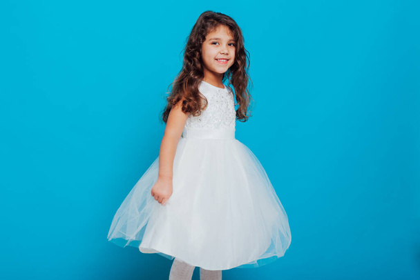 little girl 5 years old in a white princess dress - Photo, Image